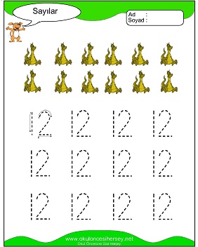 okul öncesi 1 sayısı çizgi çalışması